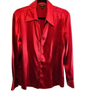 TESORI 100% SILK RED BLOUSE SIZE XL NWOT
